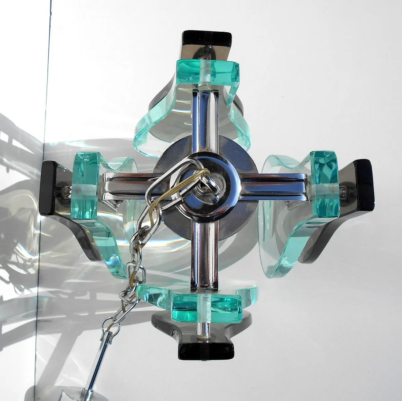 Lampada a sospensione in cristallo, anni '70 5