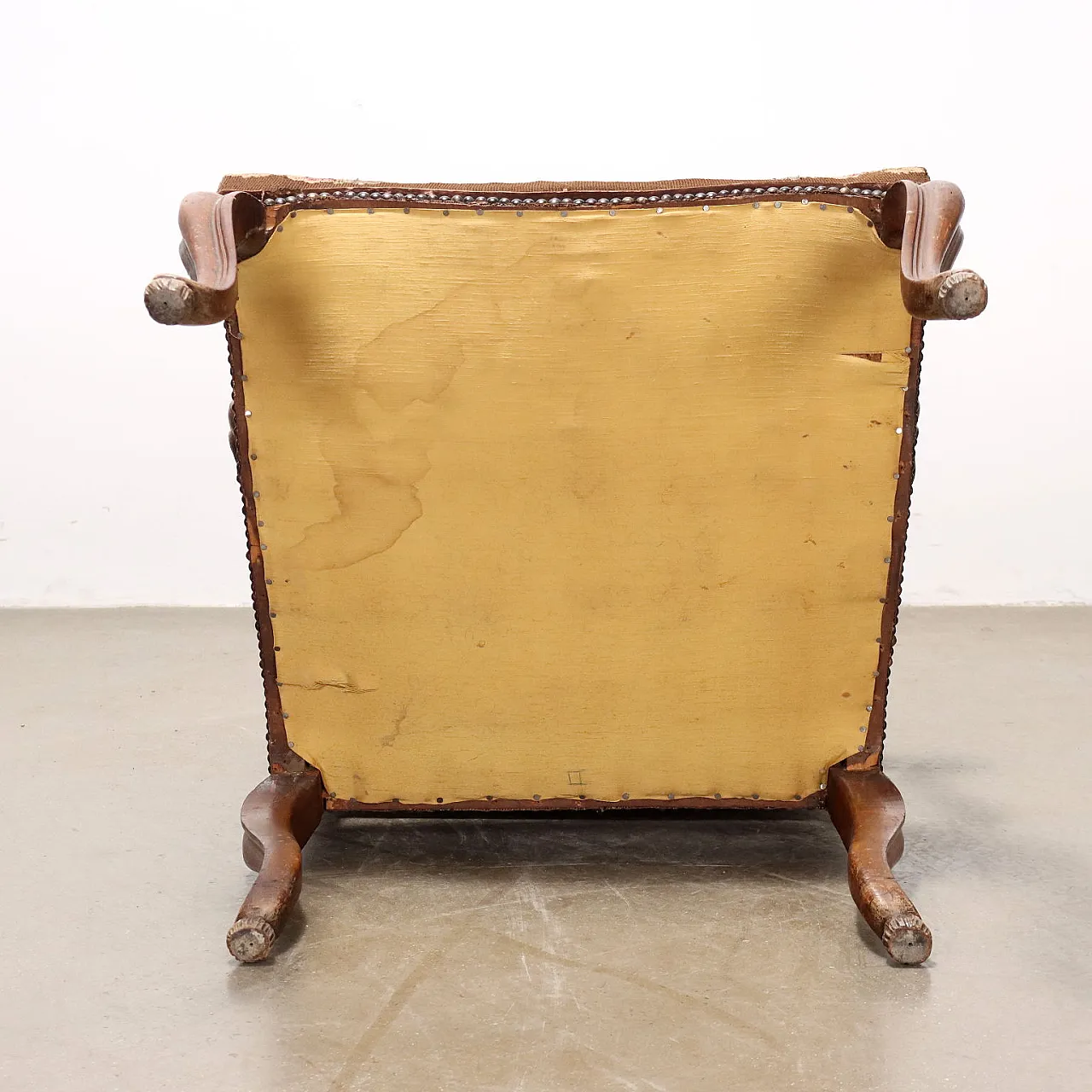 Coppia di poltrone Barocchetto con seduta in tessuto ricamato, '700 7