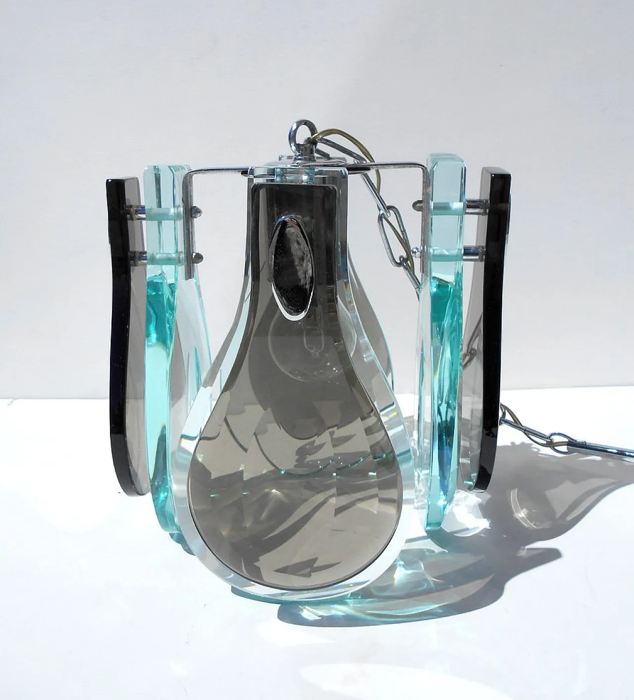Lampada a sospensione in cristallo, anni '70 7