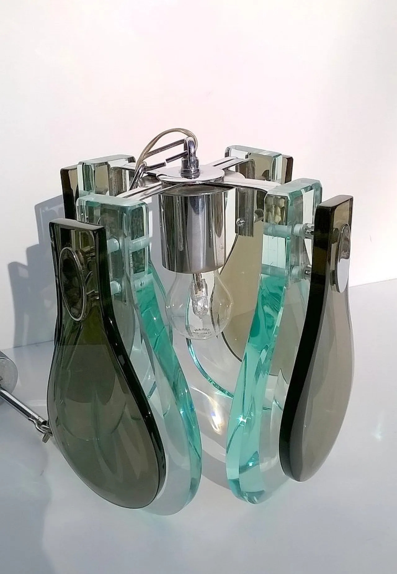 Lampada a sospensione in cristallo, anni '70 10