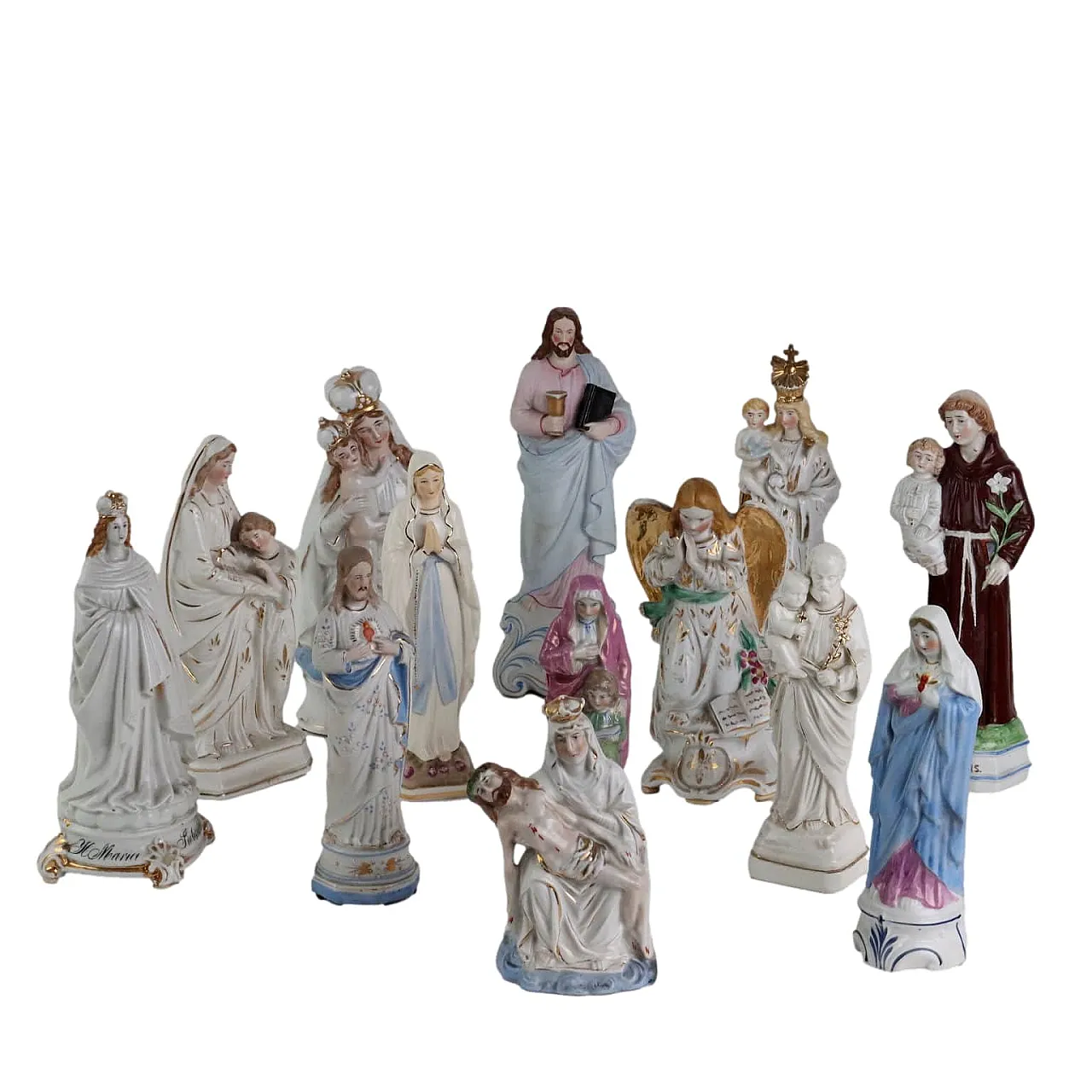 13 Biscuit porcelain religious figures, early 20th century 1