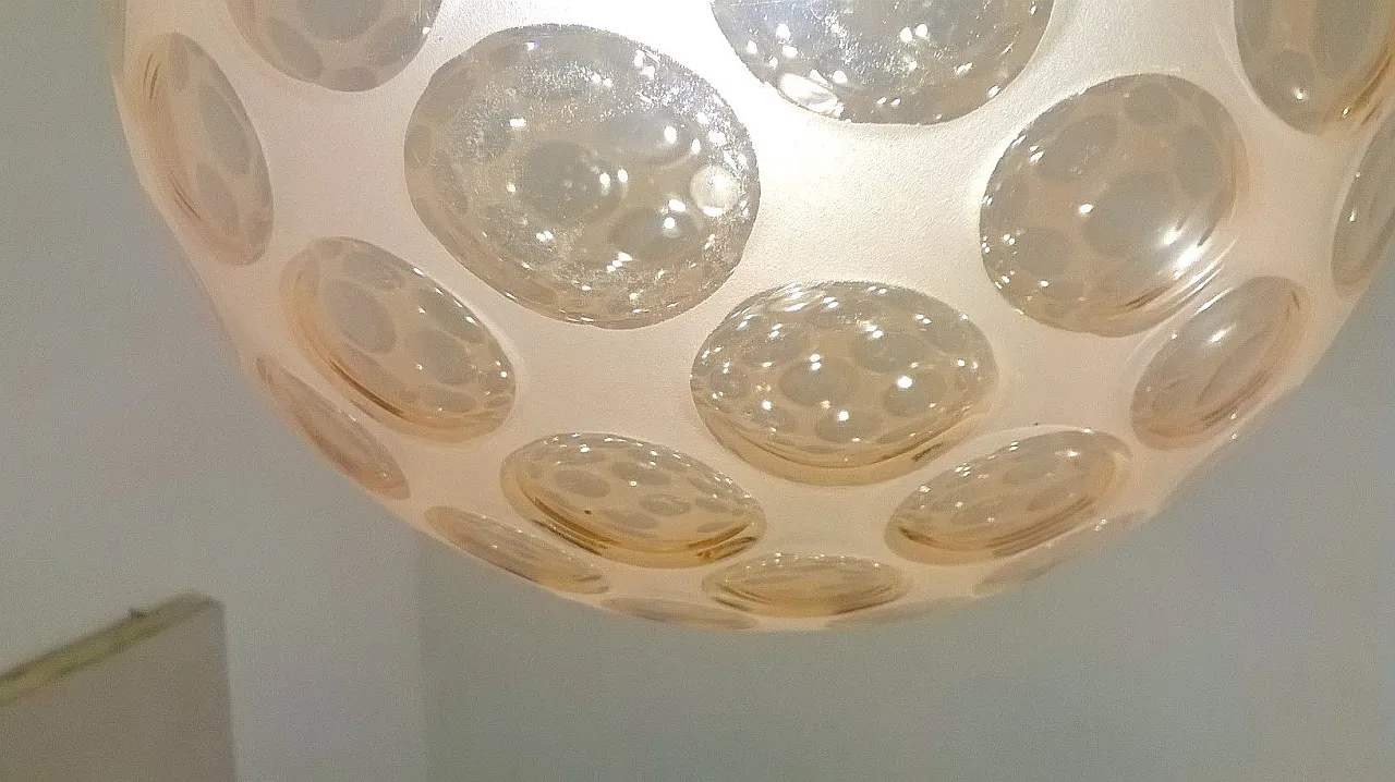 Lampada a sospensione in vetro rosa di Venini, anni '30 5