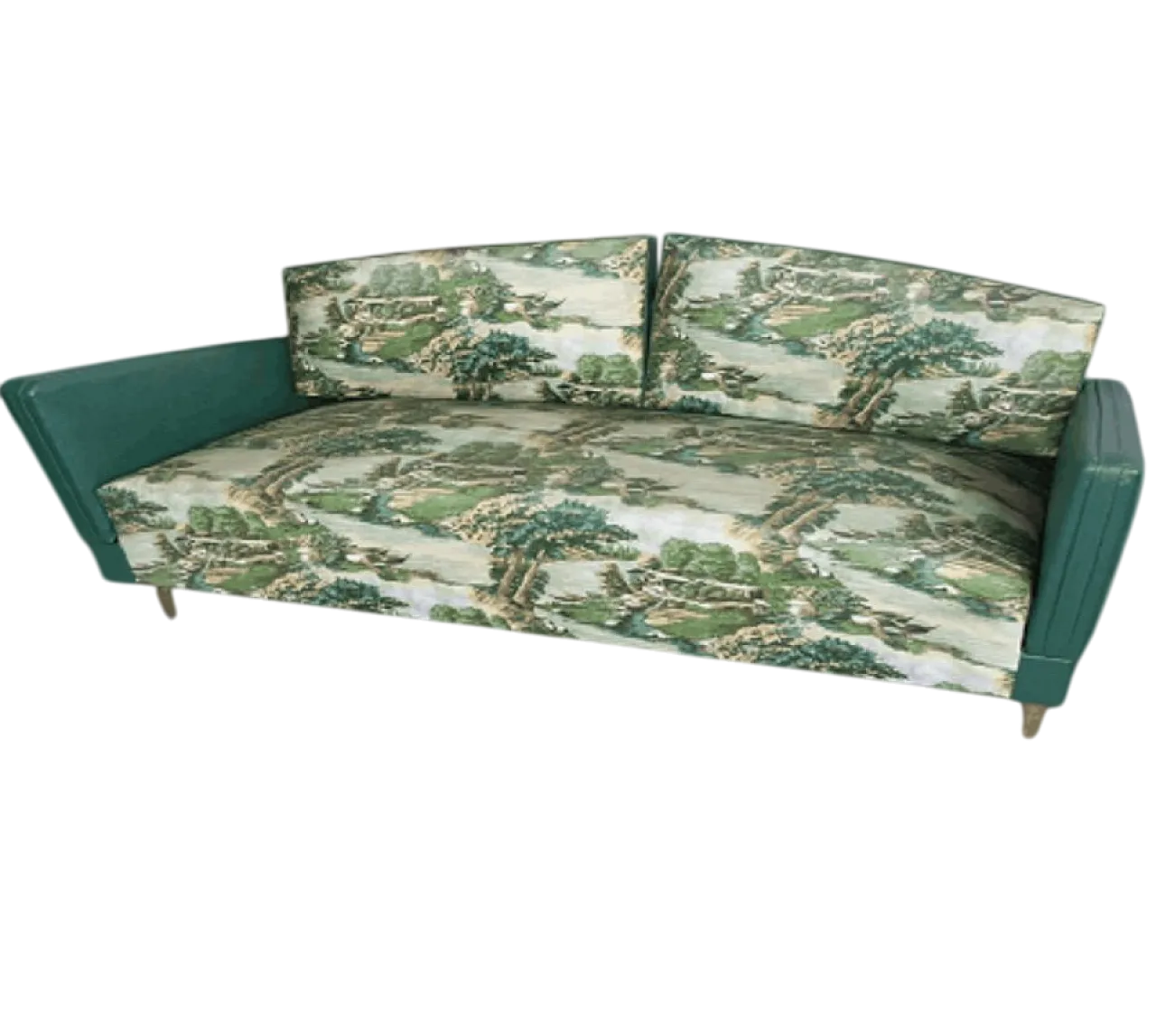 Mid-Century sofa bed with floral fabric, 1950s 9