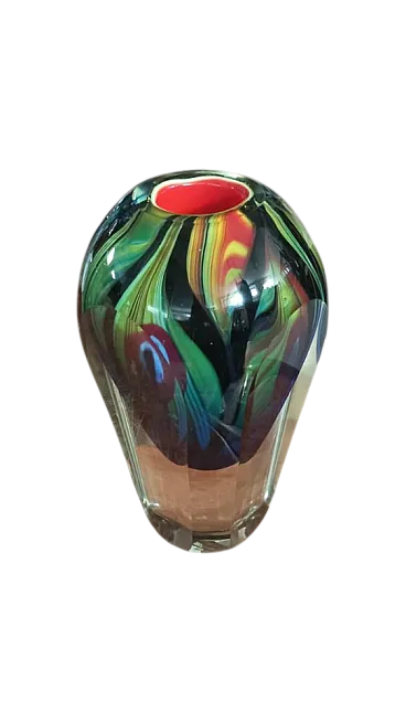 Vaso policromo in vetro sommersodi Murano, anni '90