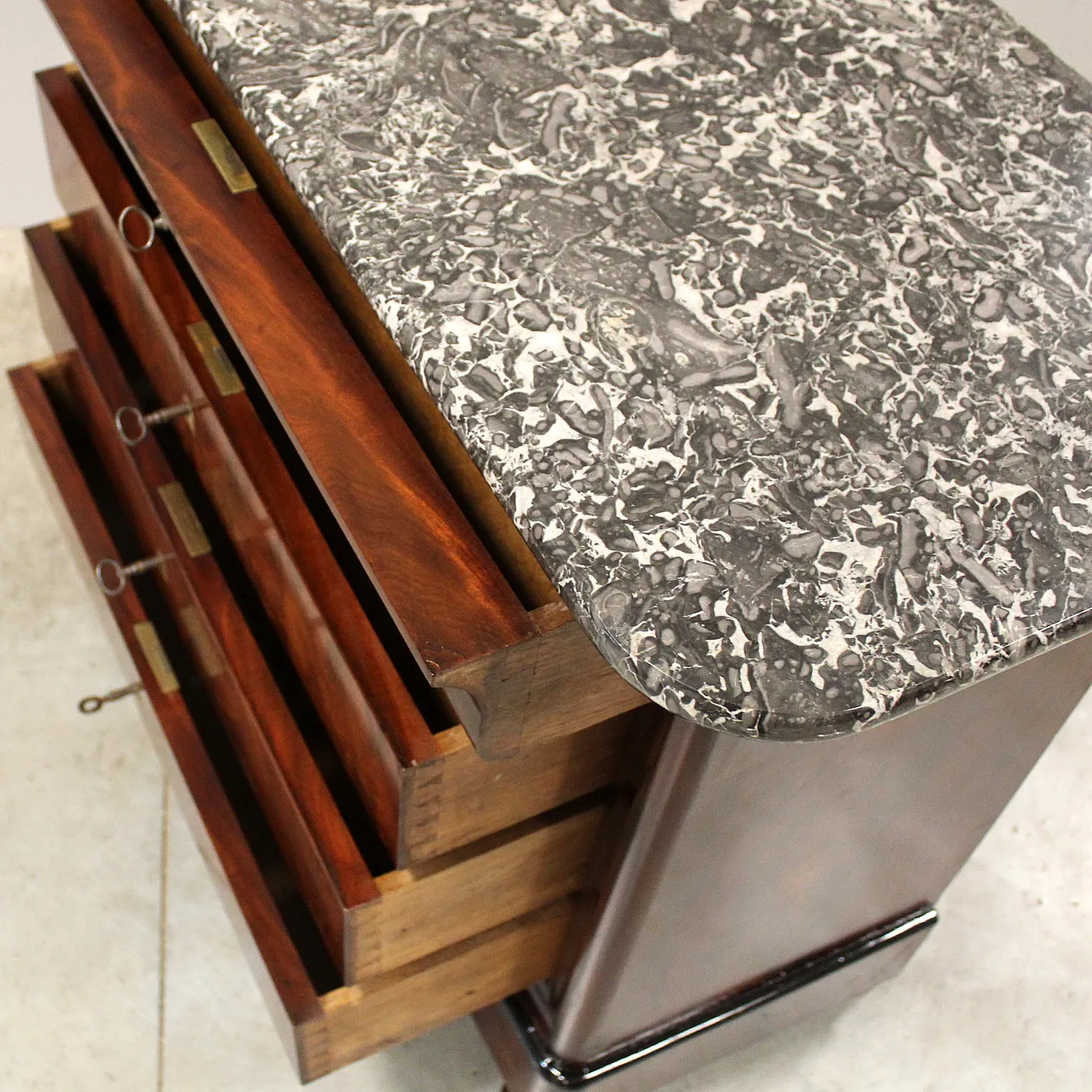 Cassettone comò cappuccino Luigi Filippo in mogano '800 11