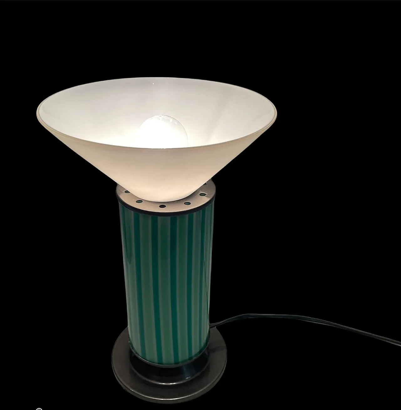 Pair of Mid-Century Mint Green Murano Glass Table Lamps, 70s 4