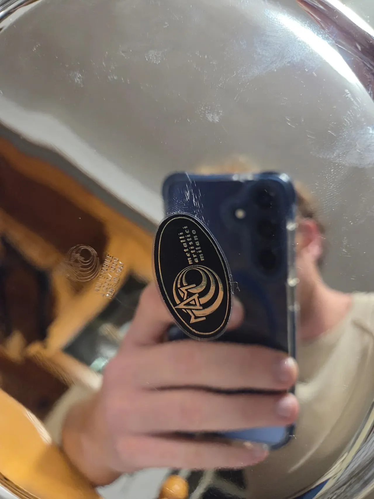 Table center plate covered in 1000/1000 silver, grey, MAM, 1970 1