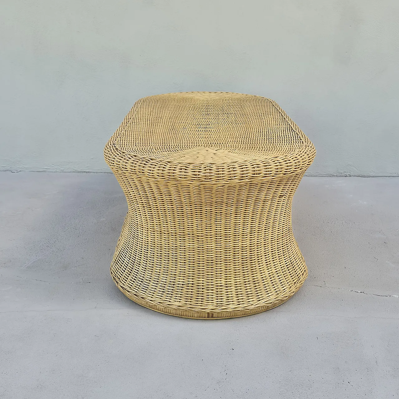 Panca tavolino in vimini e bambù, anni '70 7