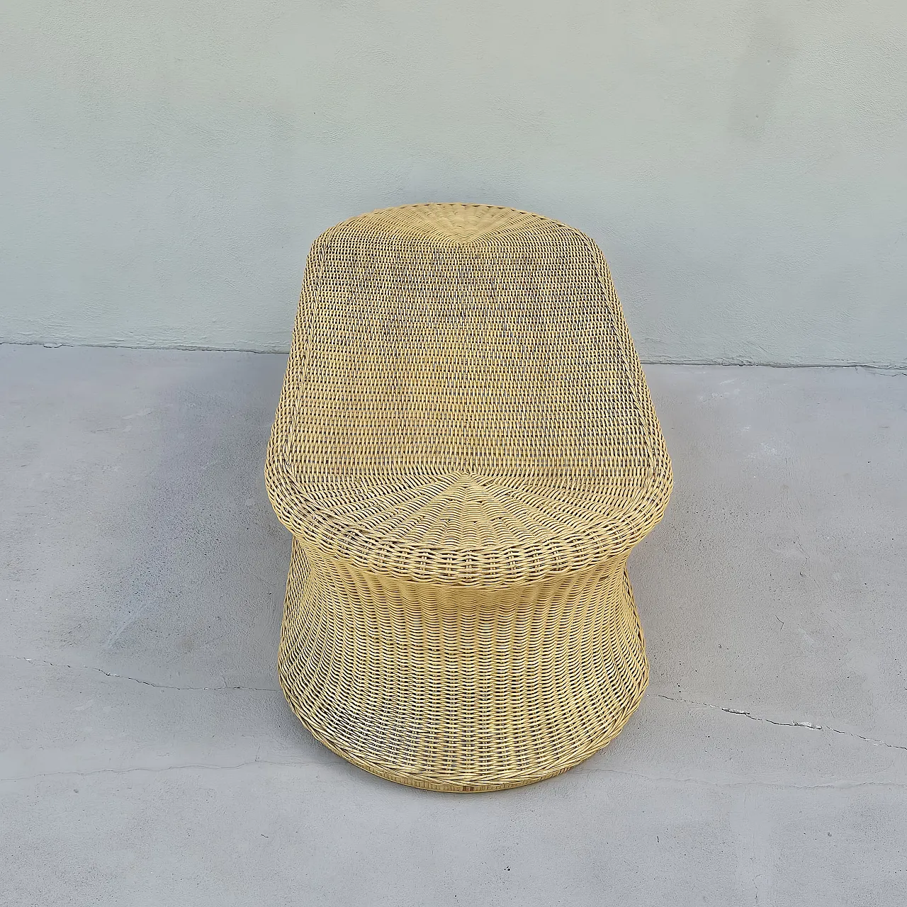 Panca tavolino in vimini e bambù, anni '70 8