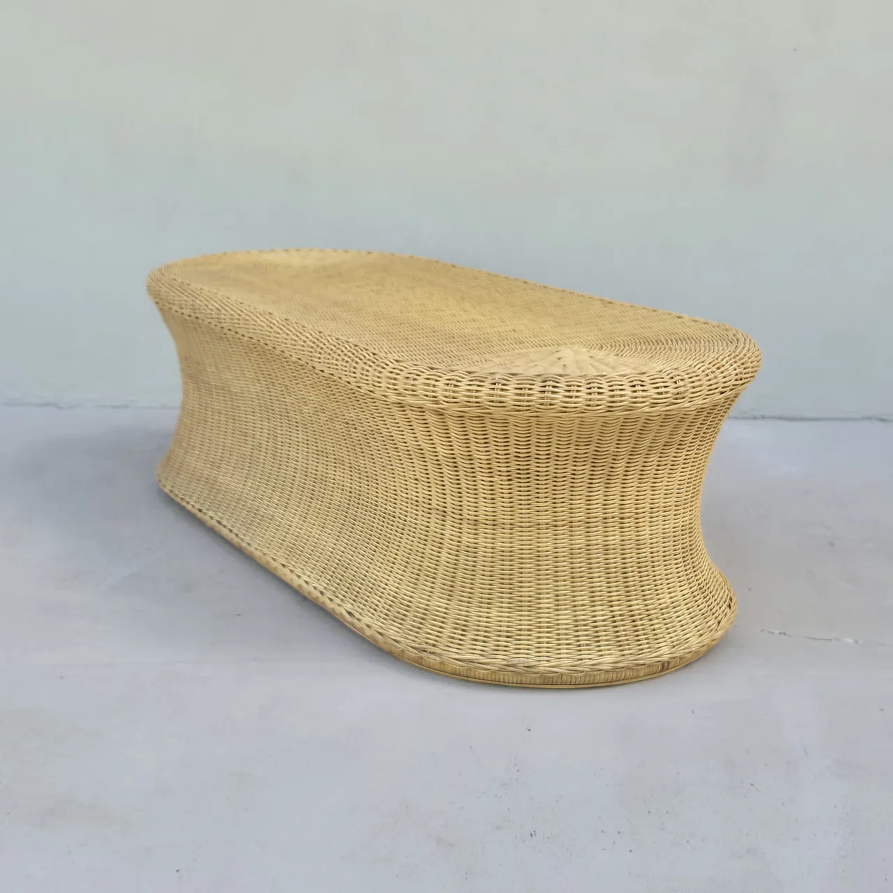 Panca tavolino in vimini e bambù, anni '70 10