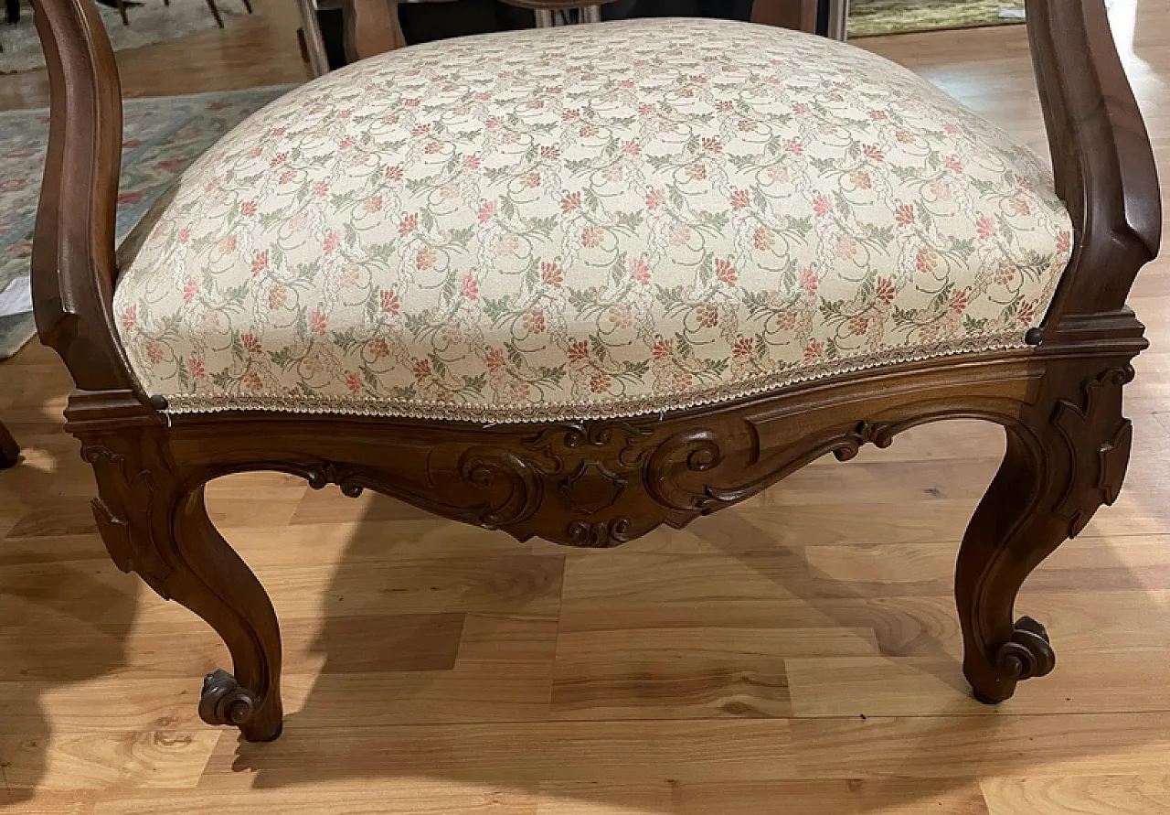 Pair of carved walnut armchairs, 90s 5