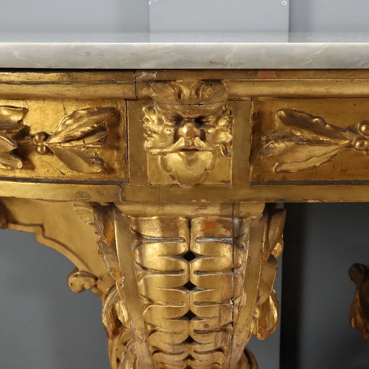 Console table in carved and gilded wood and marble, late 19th century 6