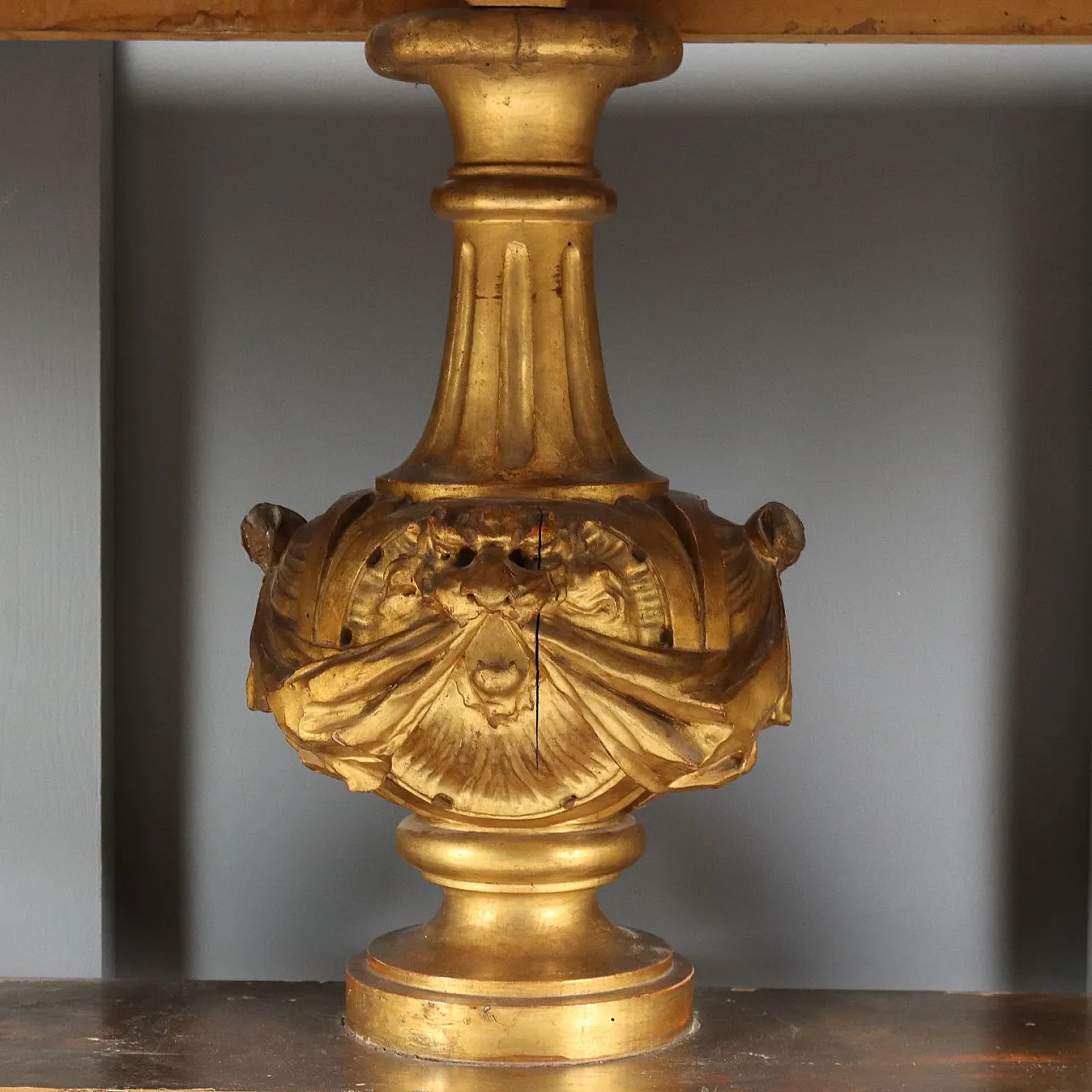 Console table in carved and gilded wood and marble, late 19th century 9
