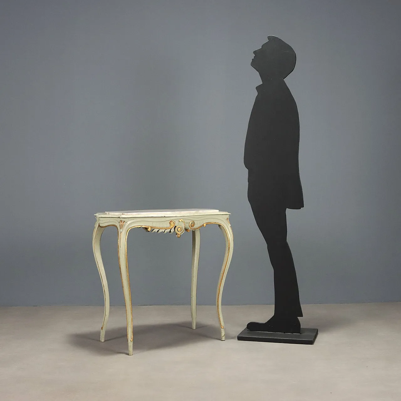 Tavolino in legno laccato e marmo, primo '900 2