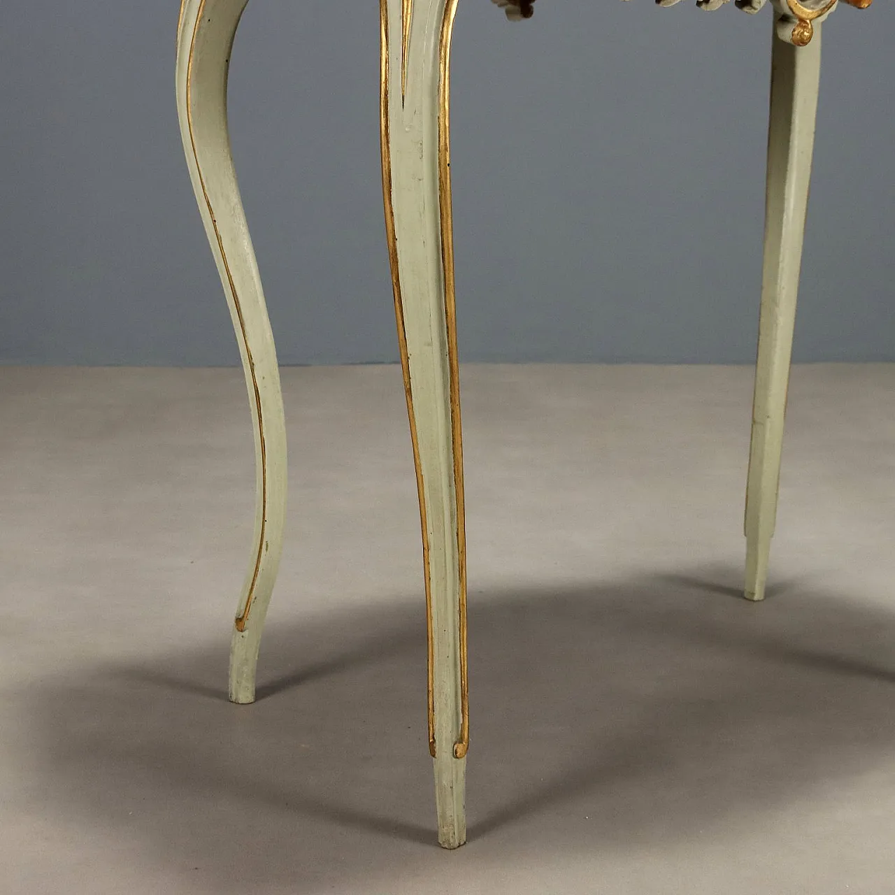 Tavolino in legno laccato e marmo, primo '900 4
