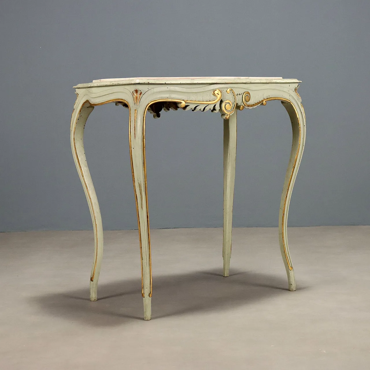 Tavolino in legno laccato e marmo, primo '900 9