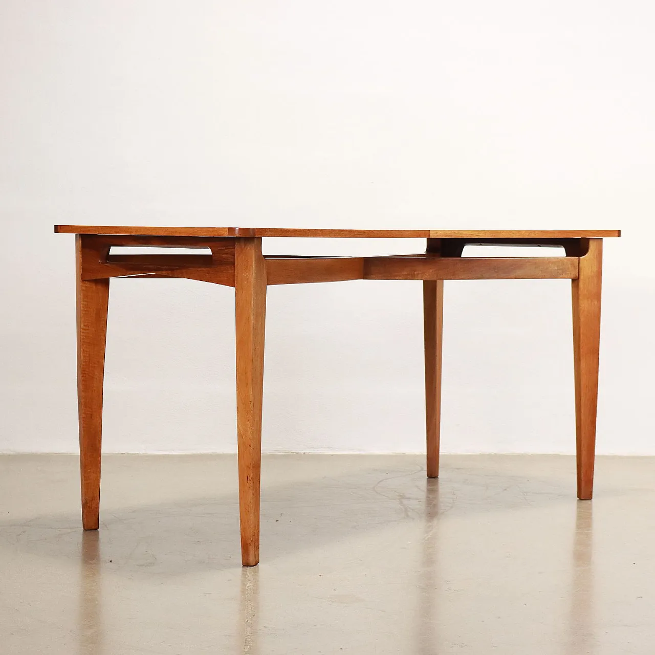 Table with beech base and walnut veneer top, 1950s 8