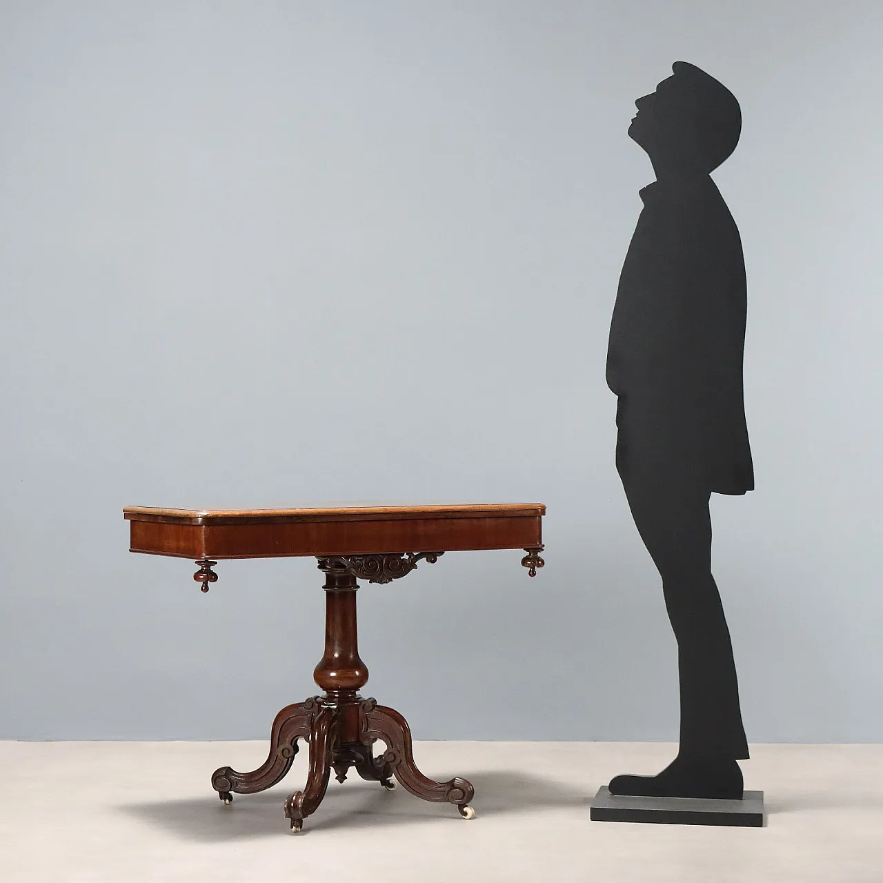 Tavolo da gioco Luigi Filippo in mogano, tardo '800 3