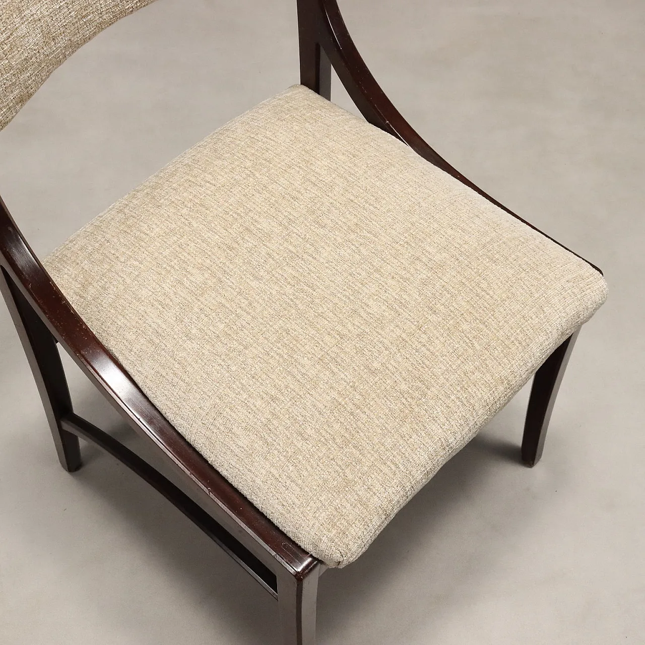 6 Sedie da pranzo in legno di faggio tinto e tessuto, '900 8