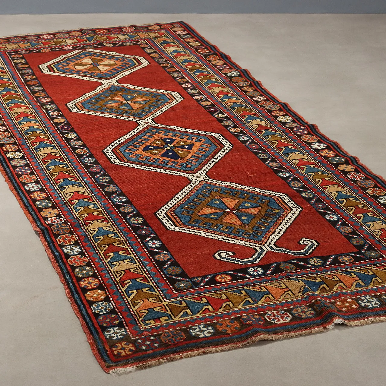 Kazak wool rug, fine knit, handmade, 20th century 1
