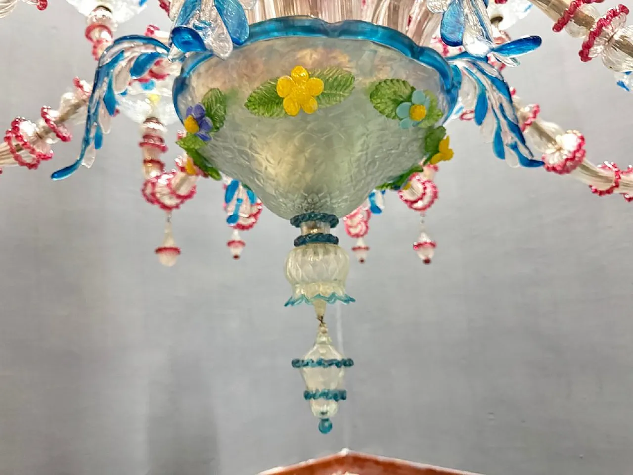 Lampadario Rezzonico grande in vetro di Murano, Venezia, anni '50 5