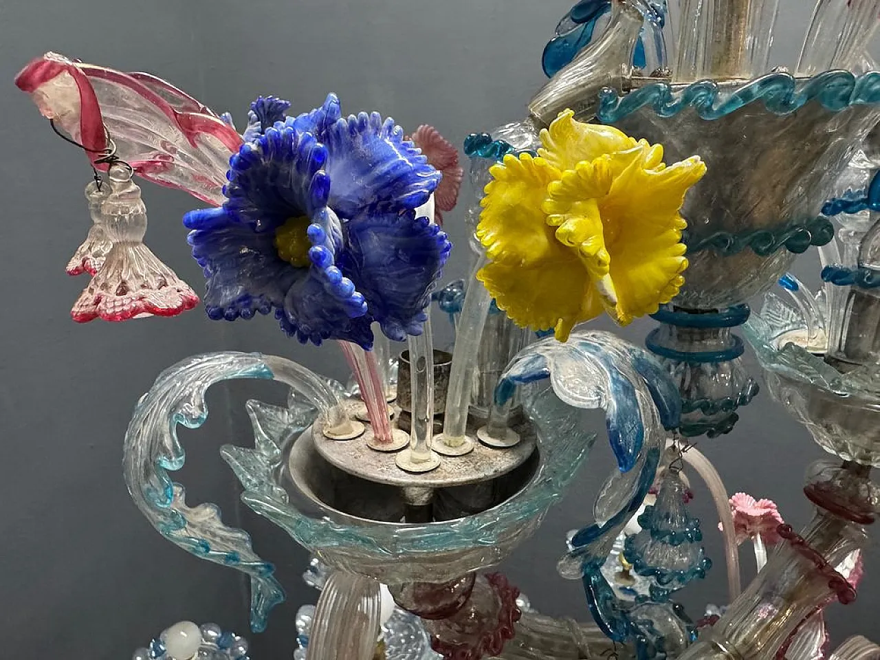 Lampadario Rezzonico grande in vetro di Murano, Venezia, anni '50 8