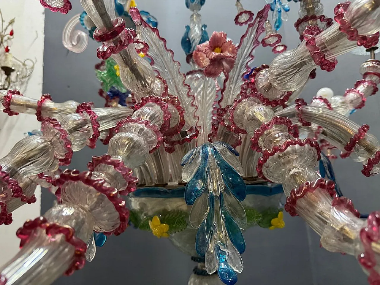 Lampadario Rezzonico grande in vetro di Murano, Venezia, anni '50 15