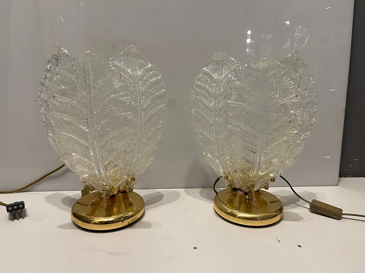 Coppia di lampade da tavolo in vetro di Murano, anni '70 3