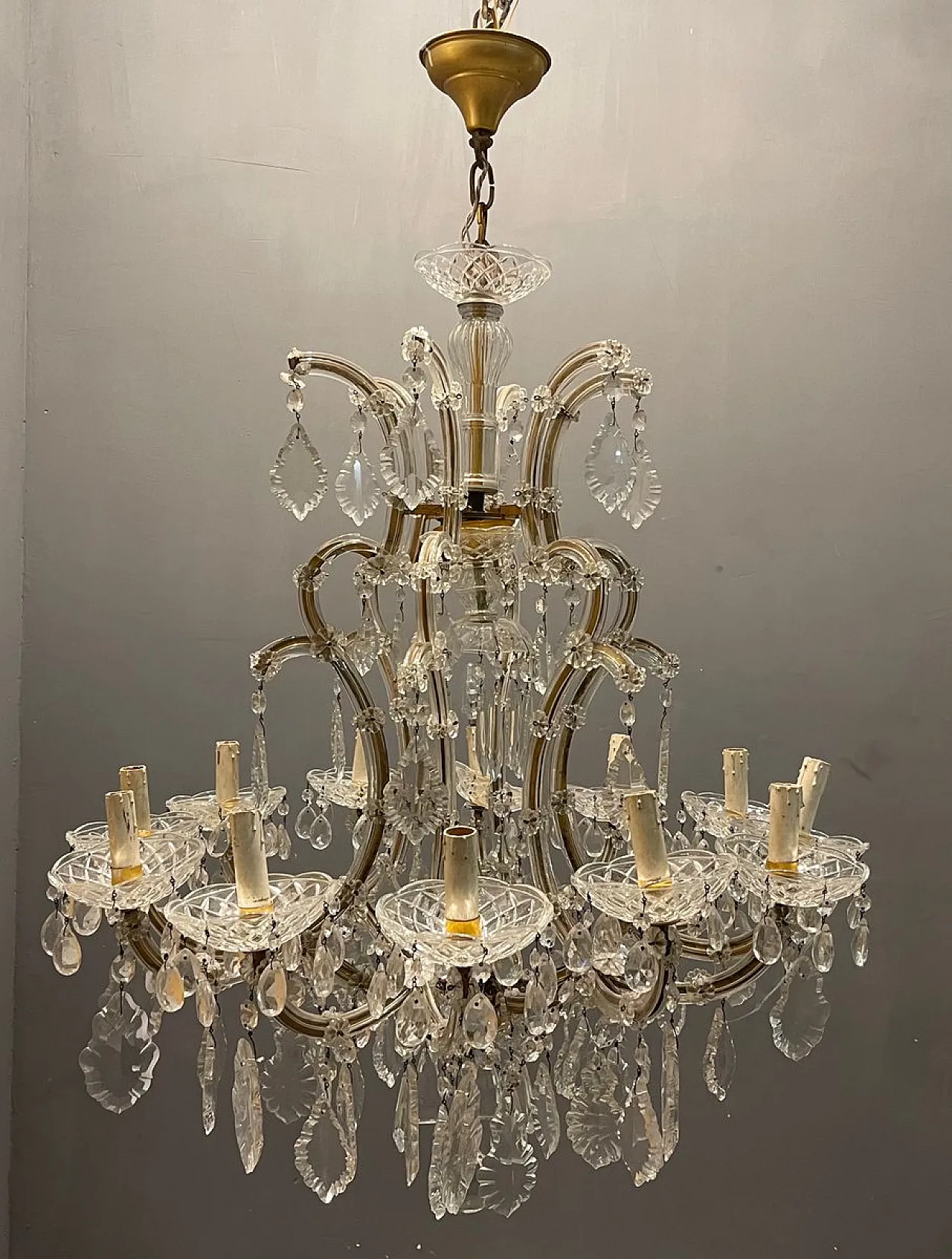 Large Murano crystal chandelier, Italy, 1950s 1