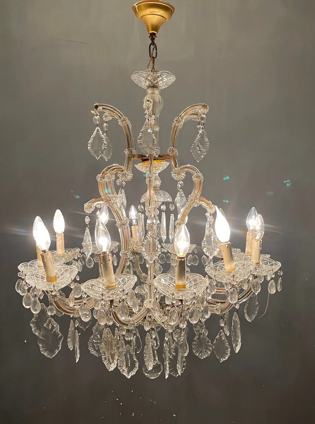 Large Murano crystal chandelier, Italy, 1950s 2