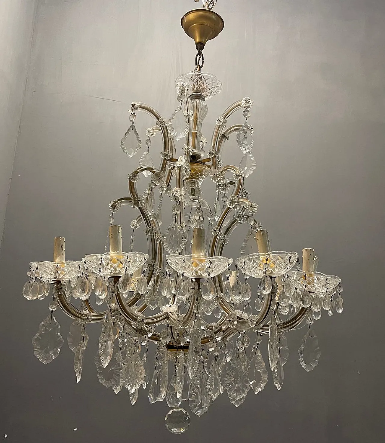 Large Murano crystal chandelier, Italy, 1950s 4