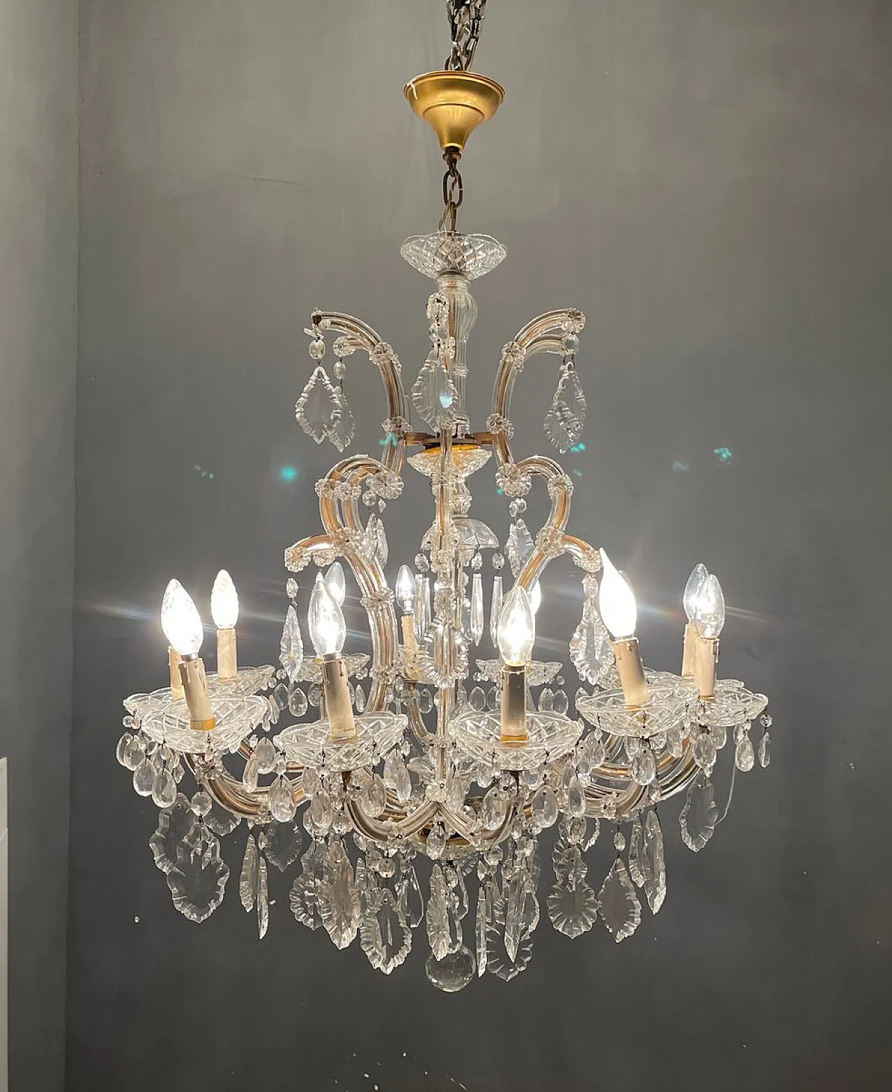 Large Murano crystal chandelier, Italy, 1950s 7