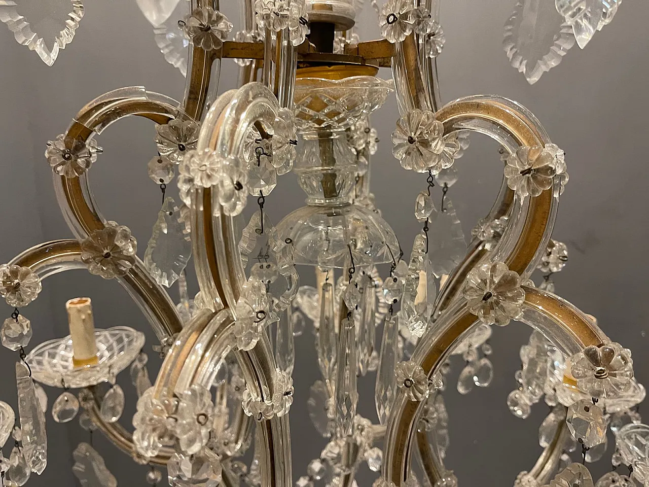 Large Murano crystal chandelier, Italy, 1950s 8