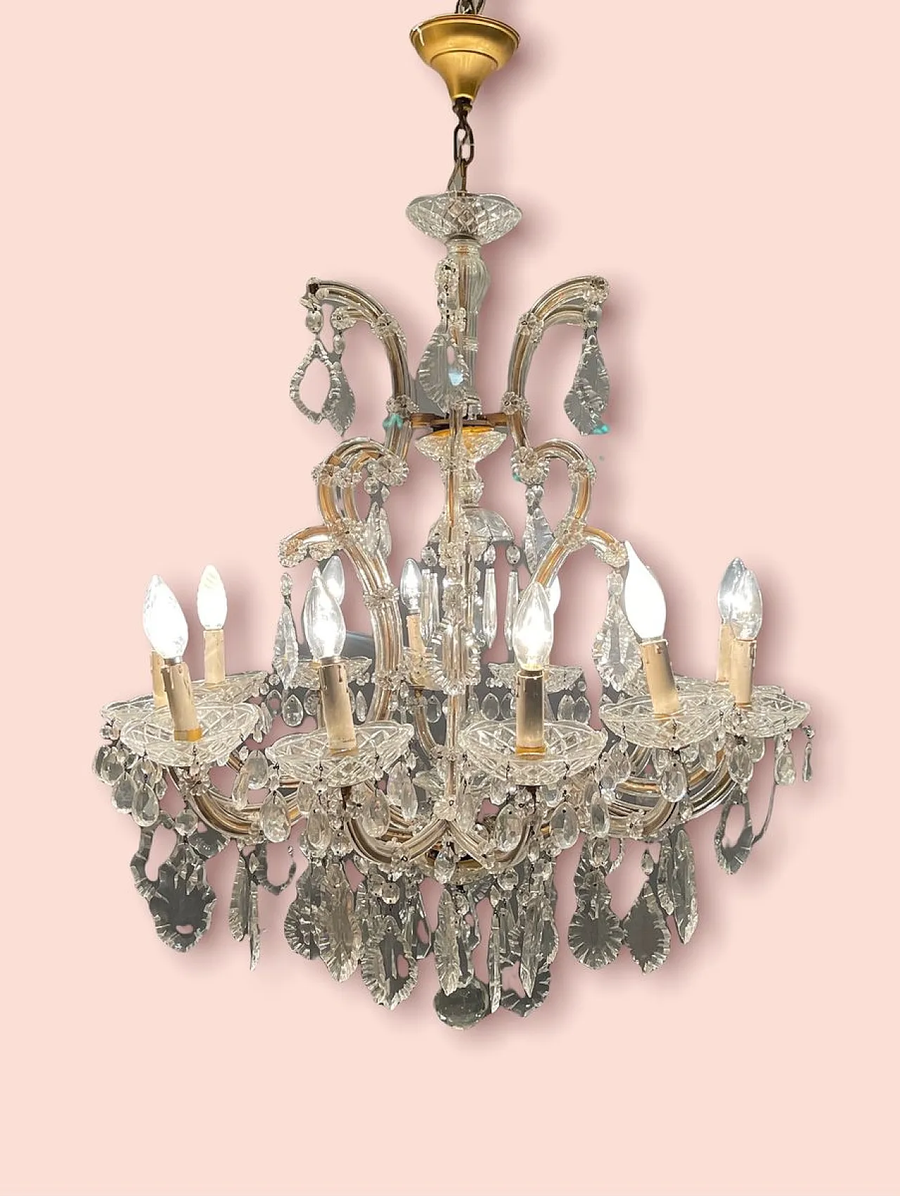 Large Murano crystal chandelier, Italy, 1950s 9