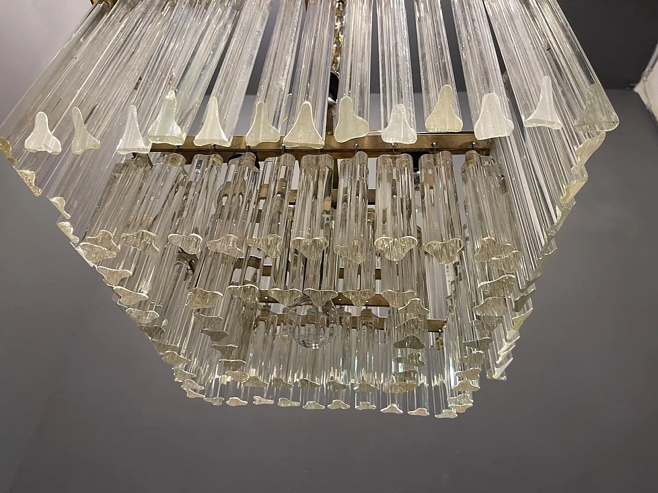 Lampadario grande Triedri in vetro di Murano 4
