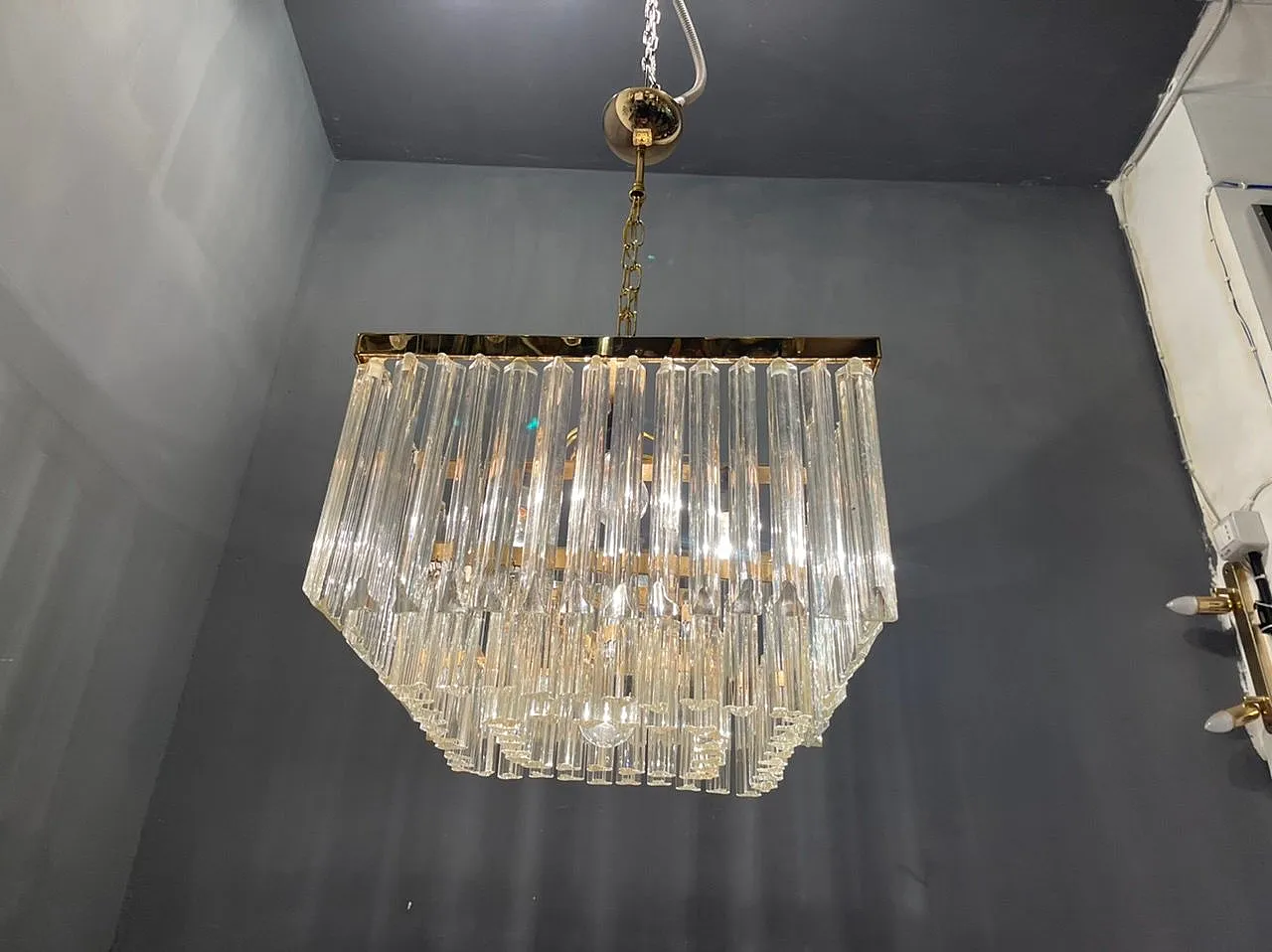 Lampadario grande Triedri in vetro di Murano 8