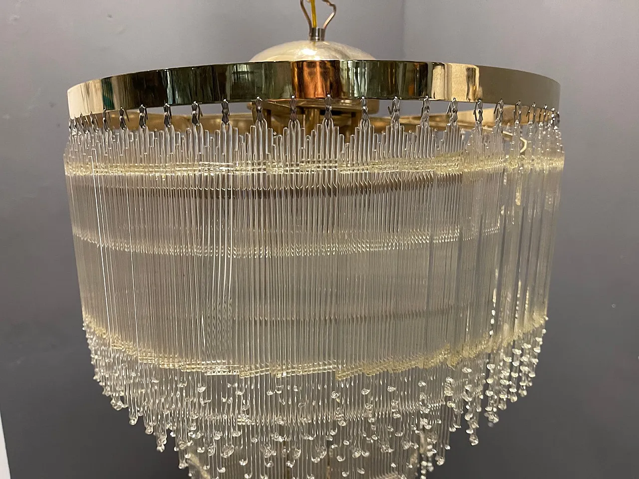 Mid-Century Italian brass chandelier 7