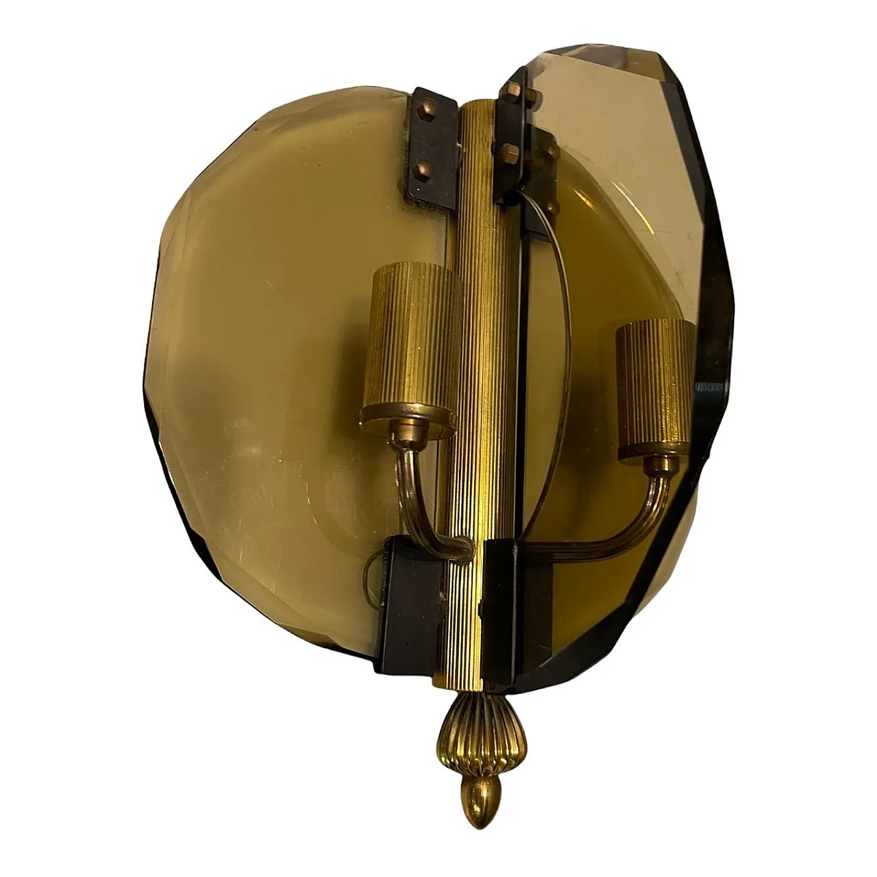 3 Italian smoked glass wall lamps,  70s 2