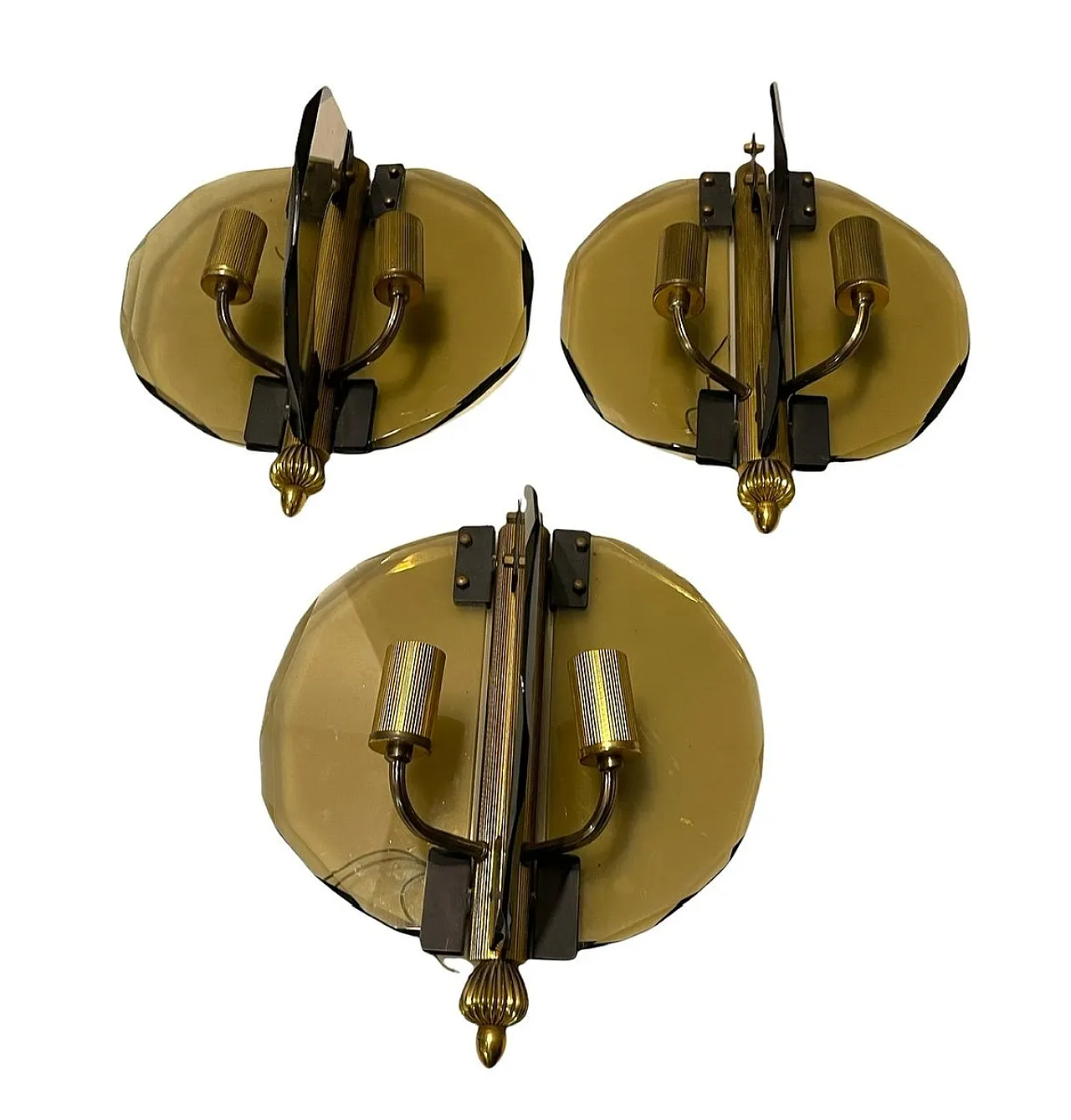 3 Italian smoked glass wall lamps,  70s 5