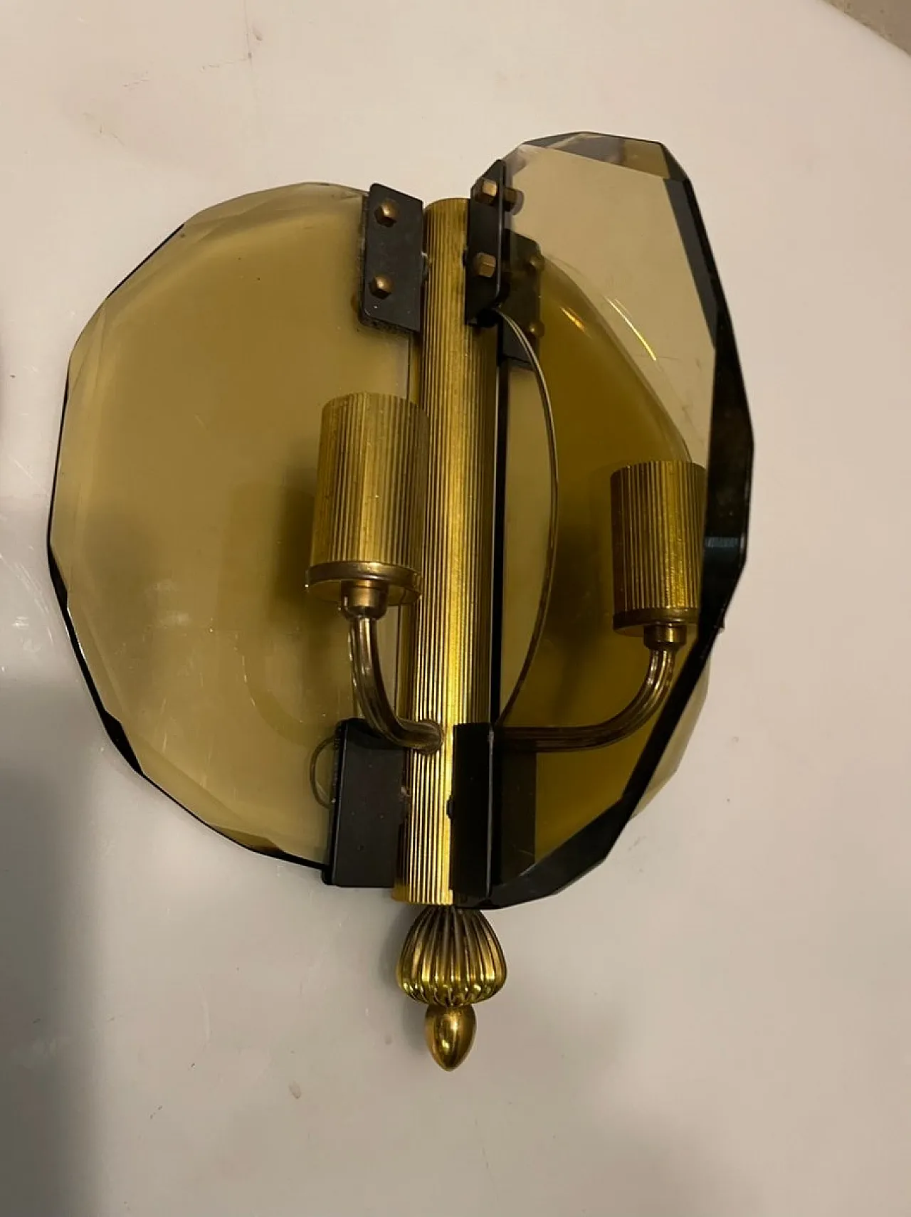 3 Italian smoked glass wall lamps,  70s 9