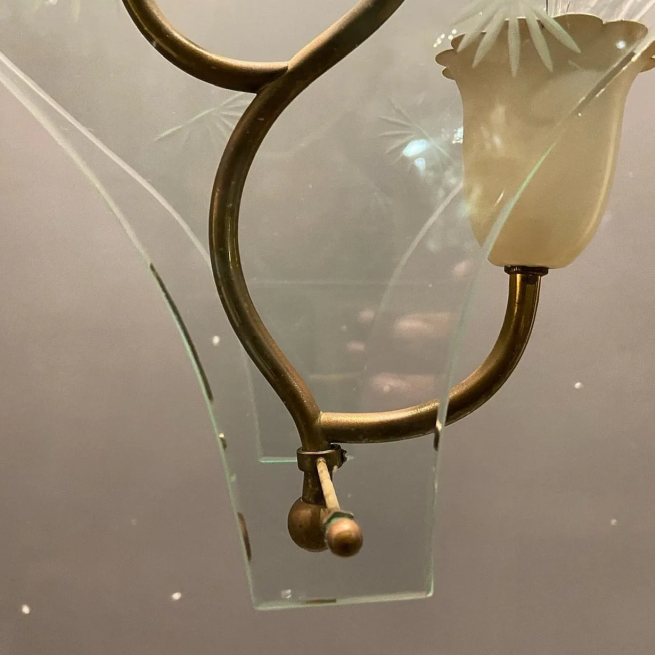 Lampada a sospensione in vetro inciso di Pietro Chiesa 6