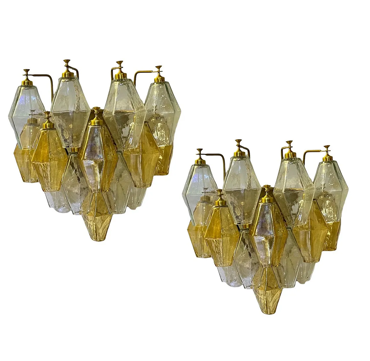 Pair of Polygonal Murano glass sconces, Italy, 90s 1