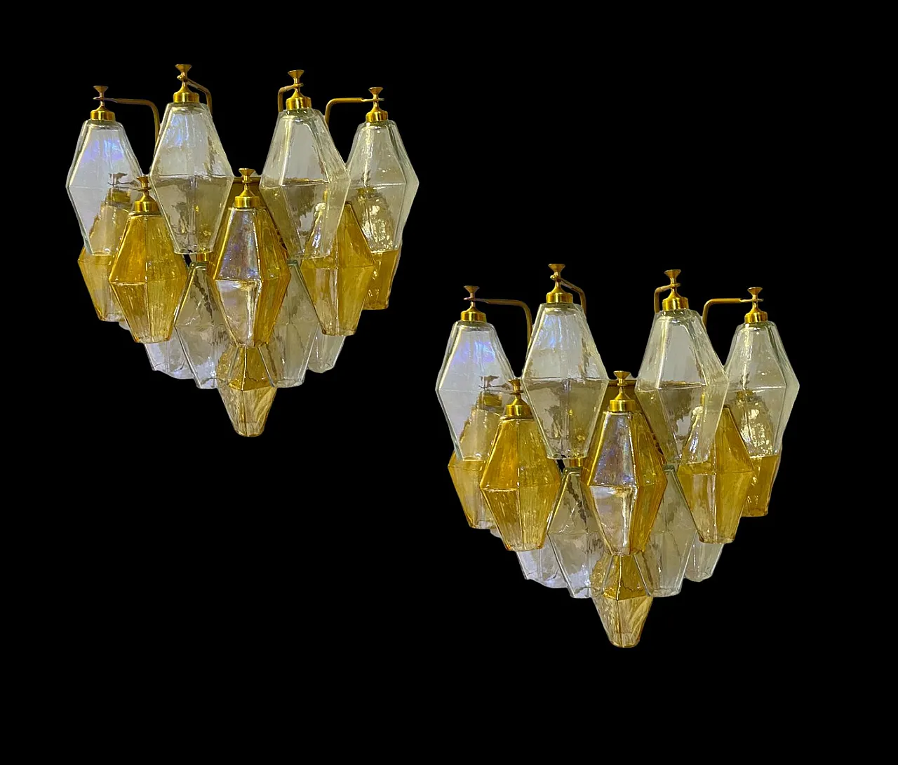 Pair of Polygonal Murano glass sconces, Italy, 90s 2