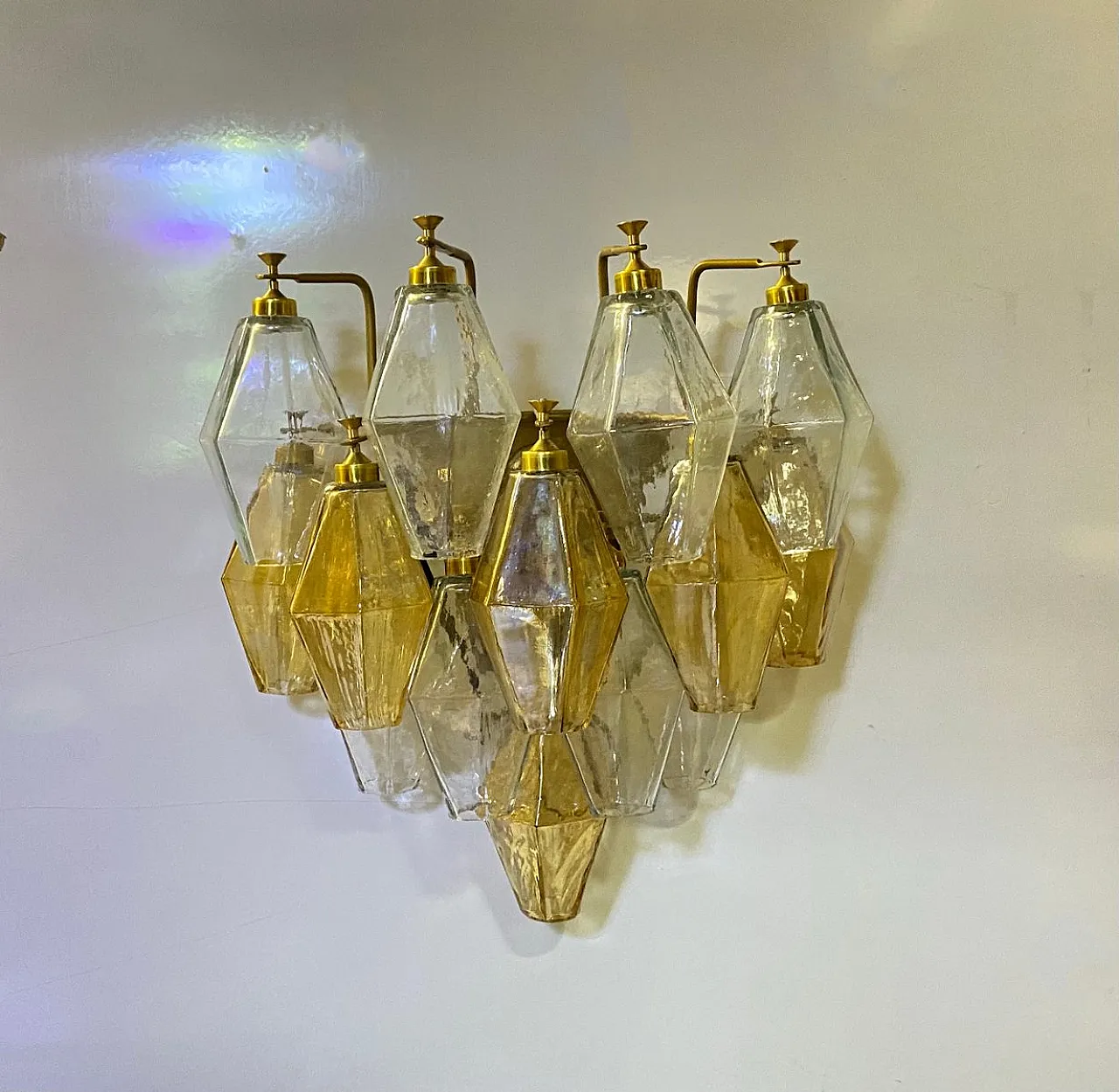 Pair of Polygonal Murano glass sconces, Italy, 90s 3