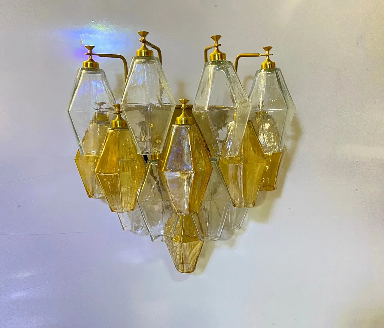 Pair of Polygonal Murano glass sconces, Italy, 90s 4