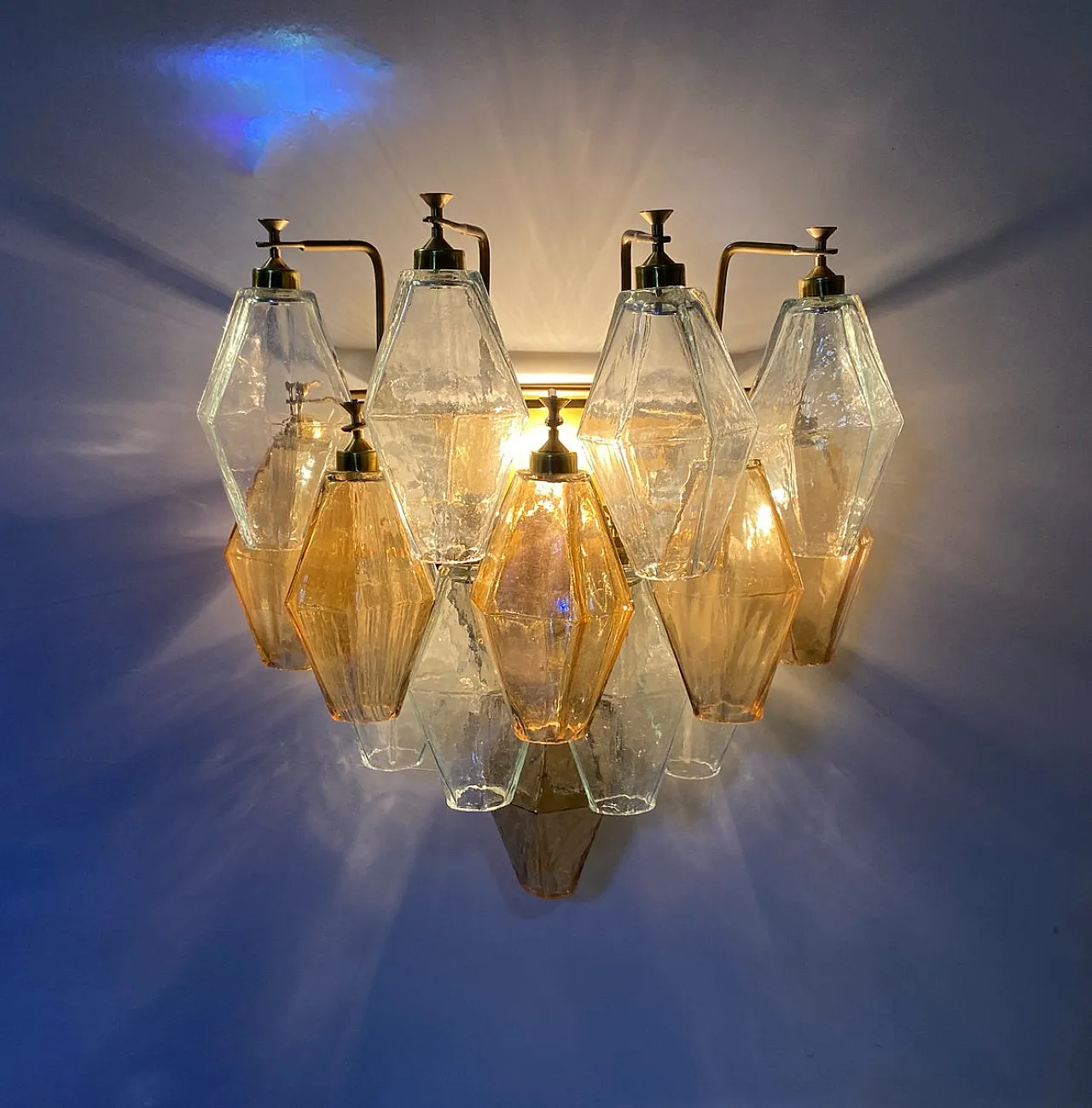 Pair of Polygonal Murano glass sconces, Italy, 90s 5