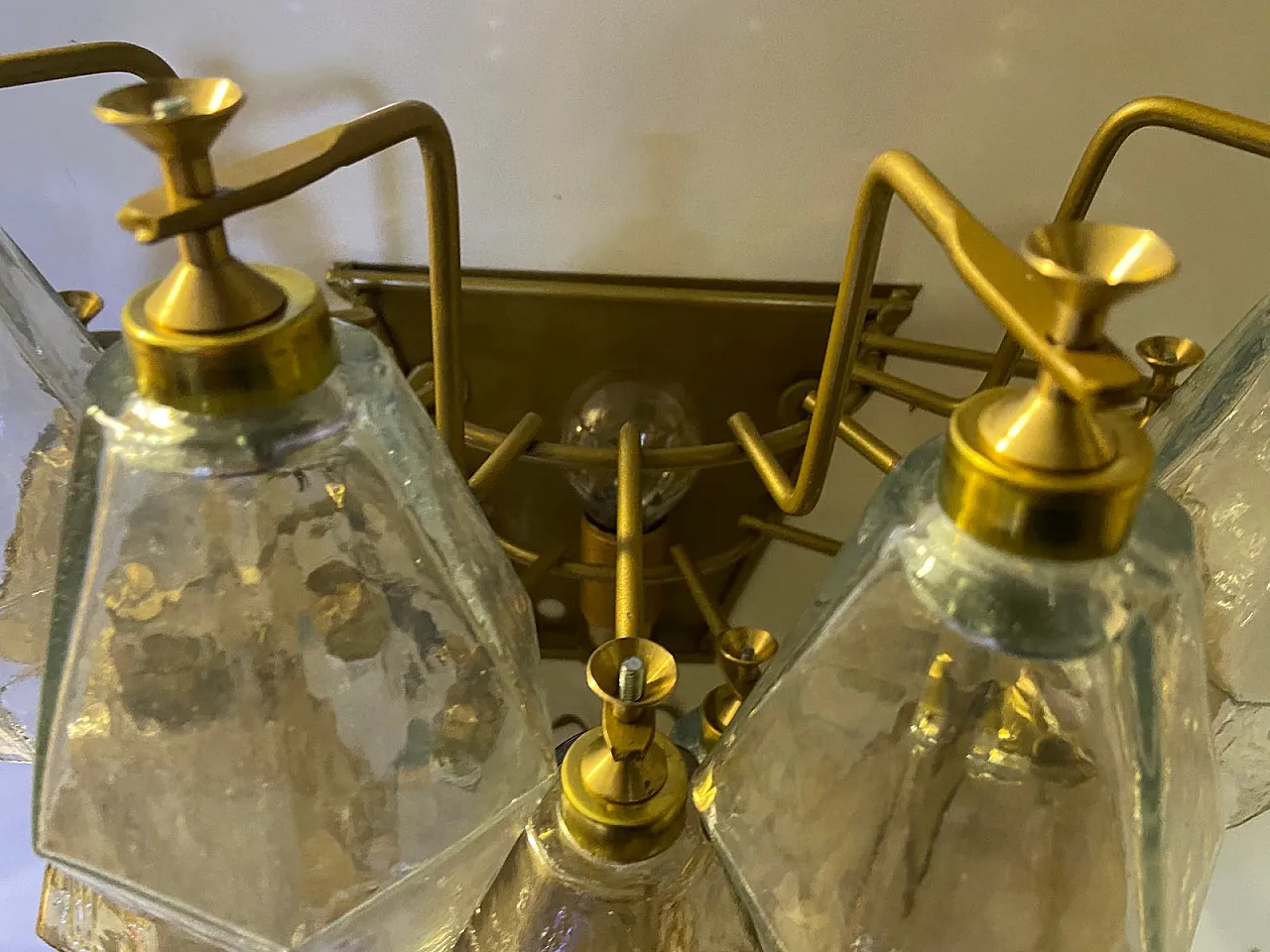 Pair of Polygonal Murano glass sconces, Italy, 90s 6