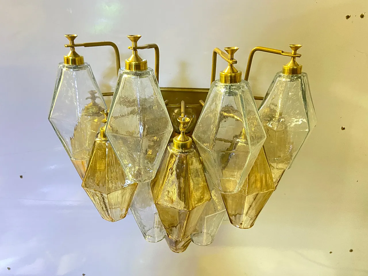 Pair of Polygonal Murano glass sconces, Italy, 90s 8