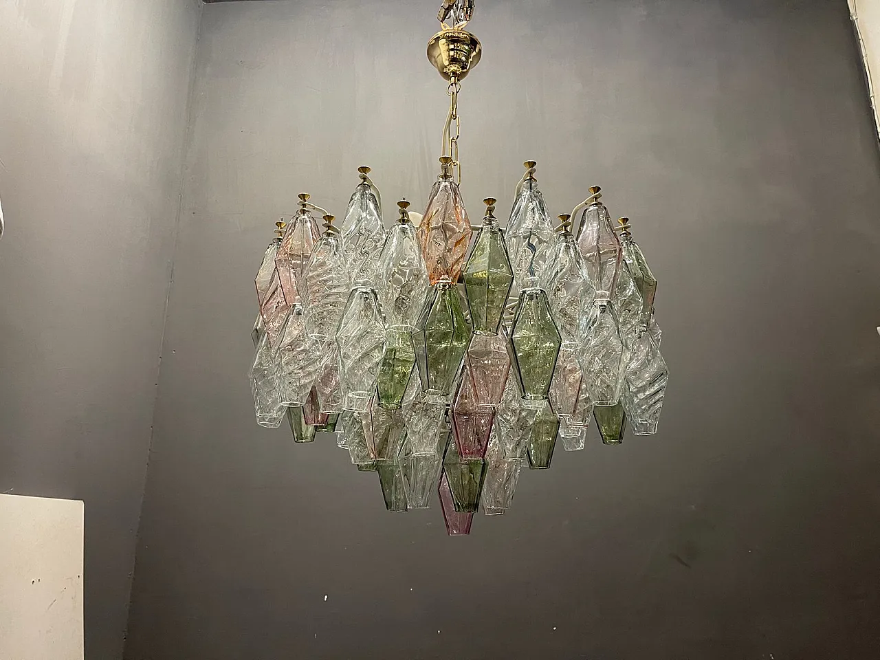 Poligoni style chandelier in Murano glass, Italy, 1980s 1