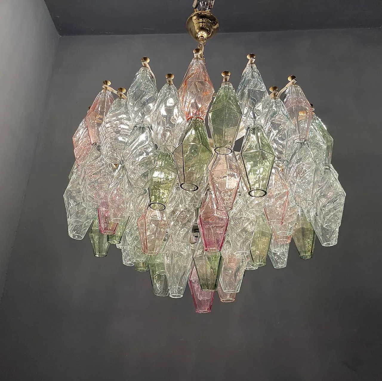 Poligoni style chandelier in Murano glass, Italy, 1980s 2
